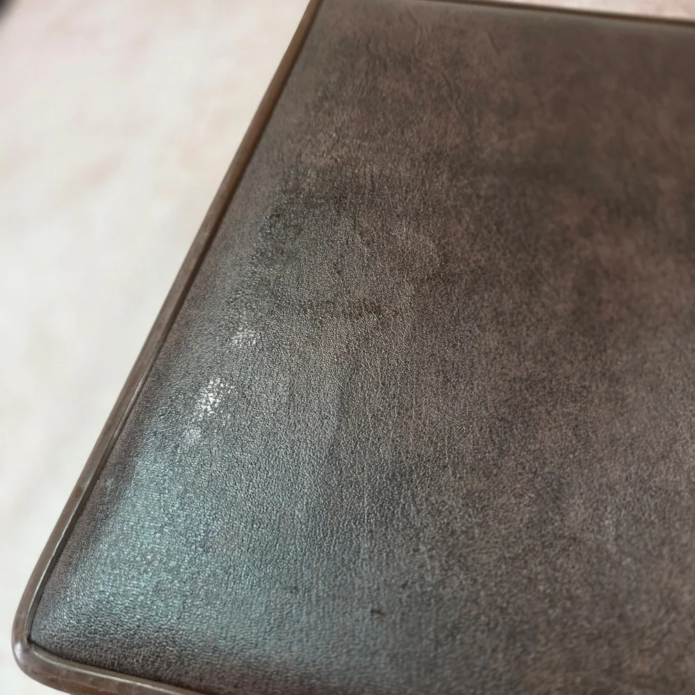Vintage Hard Shell Leather Attache Briefcase Brown Unique Inner Flap-Lid Brass